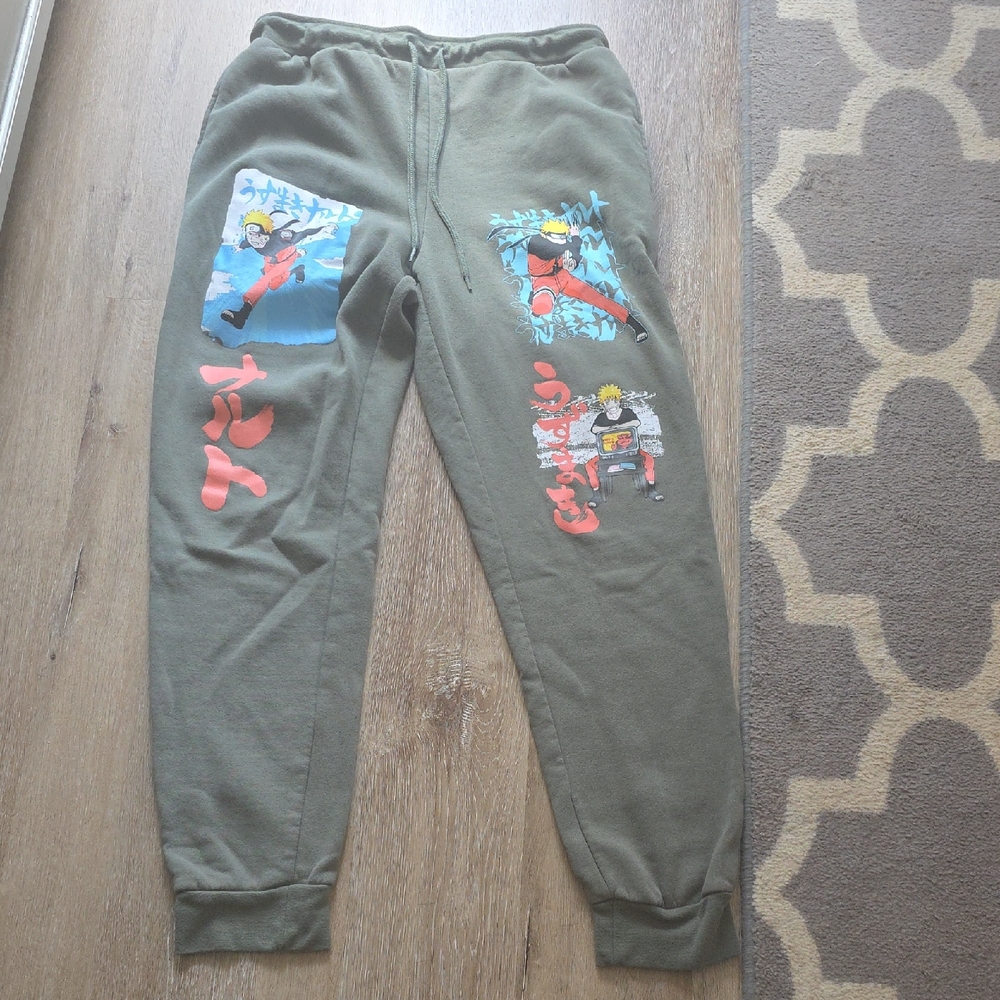 Green Mens Naruto Graphic Joggers